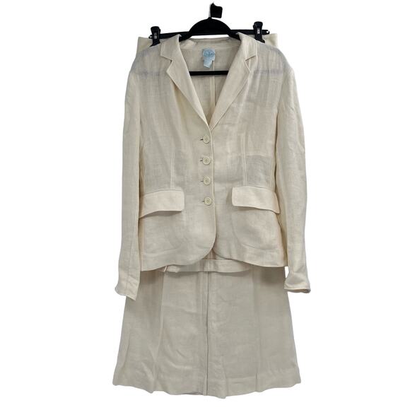 Tory Burch Linen Blazer Wide Leg Outfit Medium Bridal 2 Piece Medium Luxury